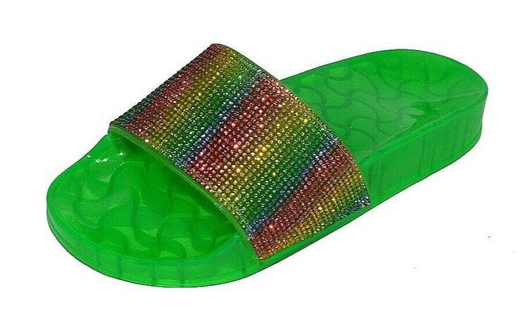 12 Wholesale Jelly Slippers For Women In Green Size 7-11