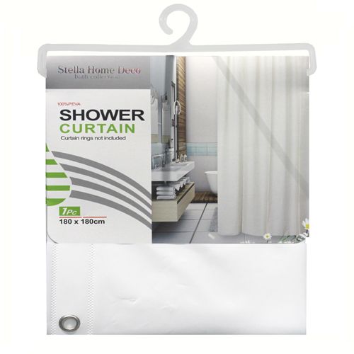 24 Pieces of Solid Peva Shower Curtain White 180x180cm