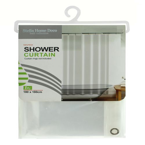 24 Pieces of Solid Peva Shower Curtain Clear 180x180cm