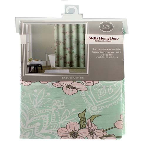 12 Pieces of Shower Curtain Pink Flower 70x70 Inch