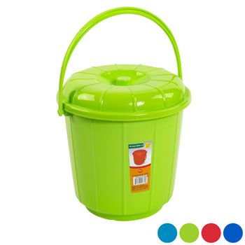 48 pieces of Bucket With Lid & Handle 3qt 7.25d X 7.5h 4 Colors In Pdq #eco 503
