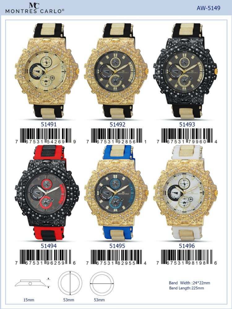 12 Wholesale Men's Watch - 51491 assorted colors - at -  wholesalesockdeals.com
