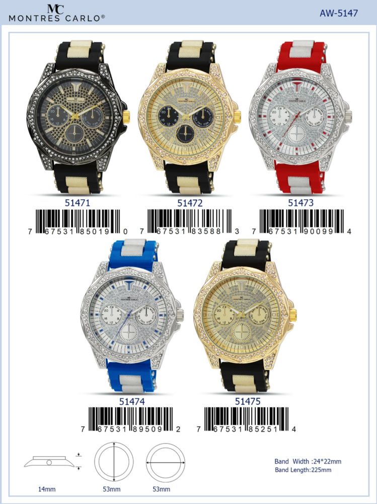 12 Wholesale Men's Watch - 51473 assorted colors - at -  wholesalesockdeals.com