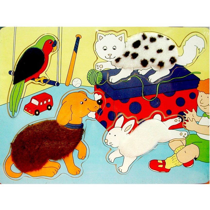 48 Pieces of Children's Wooden Puzzles With Animal Designs And Faux Fur Details