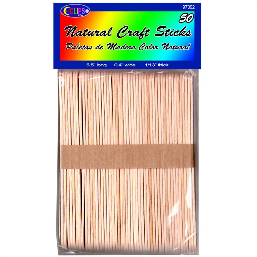 48 Pieces of 5.5 Inch Wooden Craft Sticks 50-Pack