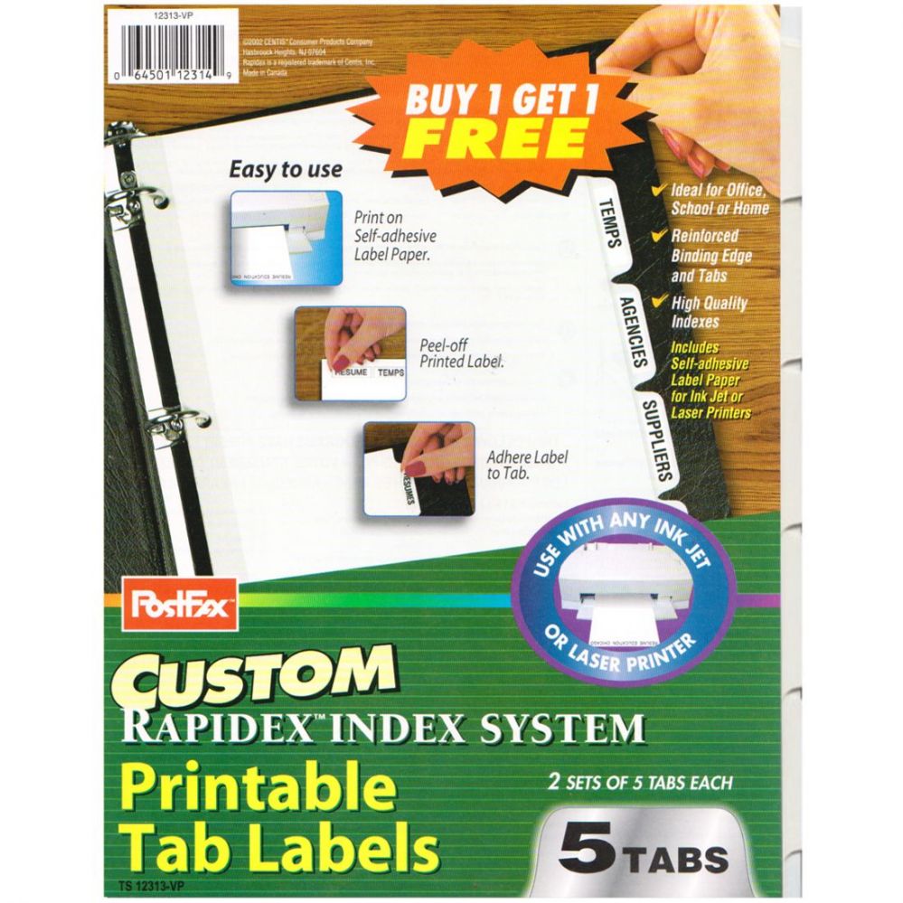 48 Pieces of Centis Peel Off Printable Tab Label Dividers 10 Pack