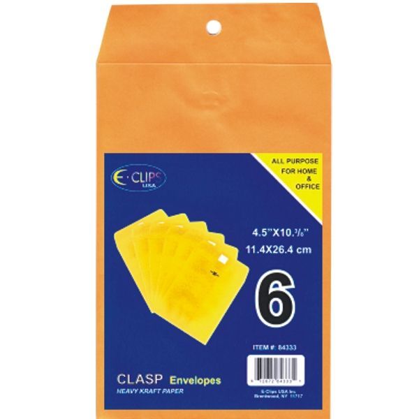 48 Pieces of 4.5 X 10 3/8 Kraft Clasp Manila Envelopes With Metal Closure And Gummed Flap 6 Packs