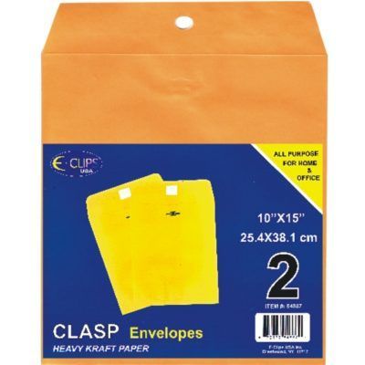 24 Pieces of 14 X 20 Kraft Clasp Manila Envelopes With Metal Closure And Gummed Flap 2 Packs