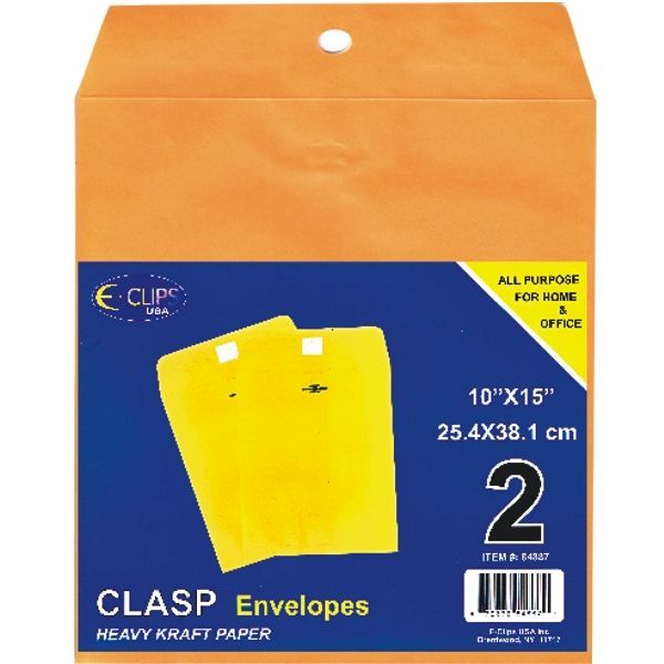 48 Pieces of 10 X 15 Kraft Clasp Manila Envelopes With Metal Closure And Gummed Flap 2 Packs