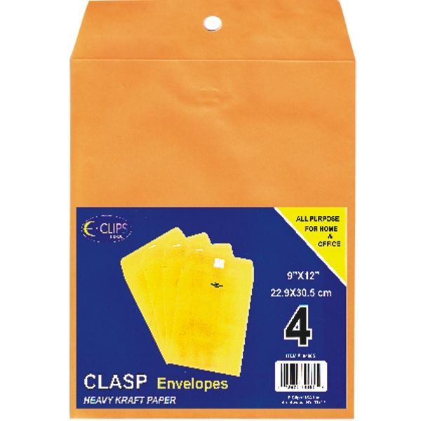 48 Pieces of 9 X 12 Kraft Clasp Manila Envelopes With Metal Closure And Gummed Flap 4 Packs