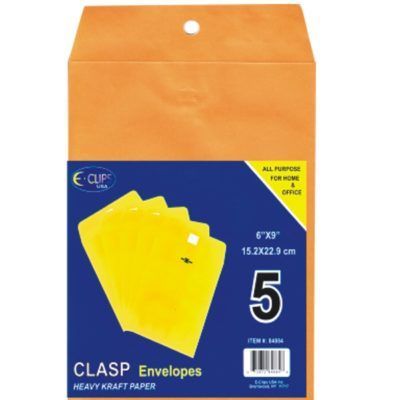 48 Pieces of 6 X 9 Kraft Clasp Manila Envelopes With Metal Closure And Gummed Flap 5 Packs