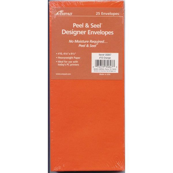 100 Pieces of Ampad Peel And Seal Designer Envelopes Orange 25 Pack