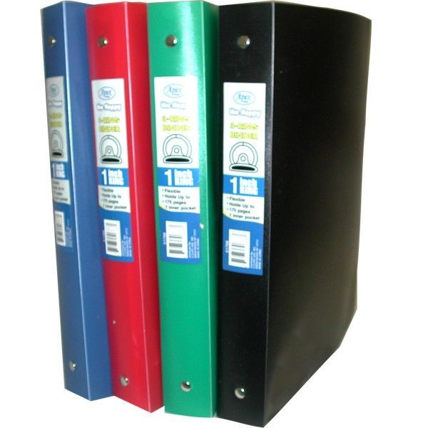 48 Wholesale Flexible Poly Binders With 1 Rings Assorted Colors