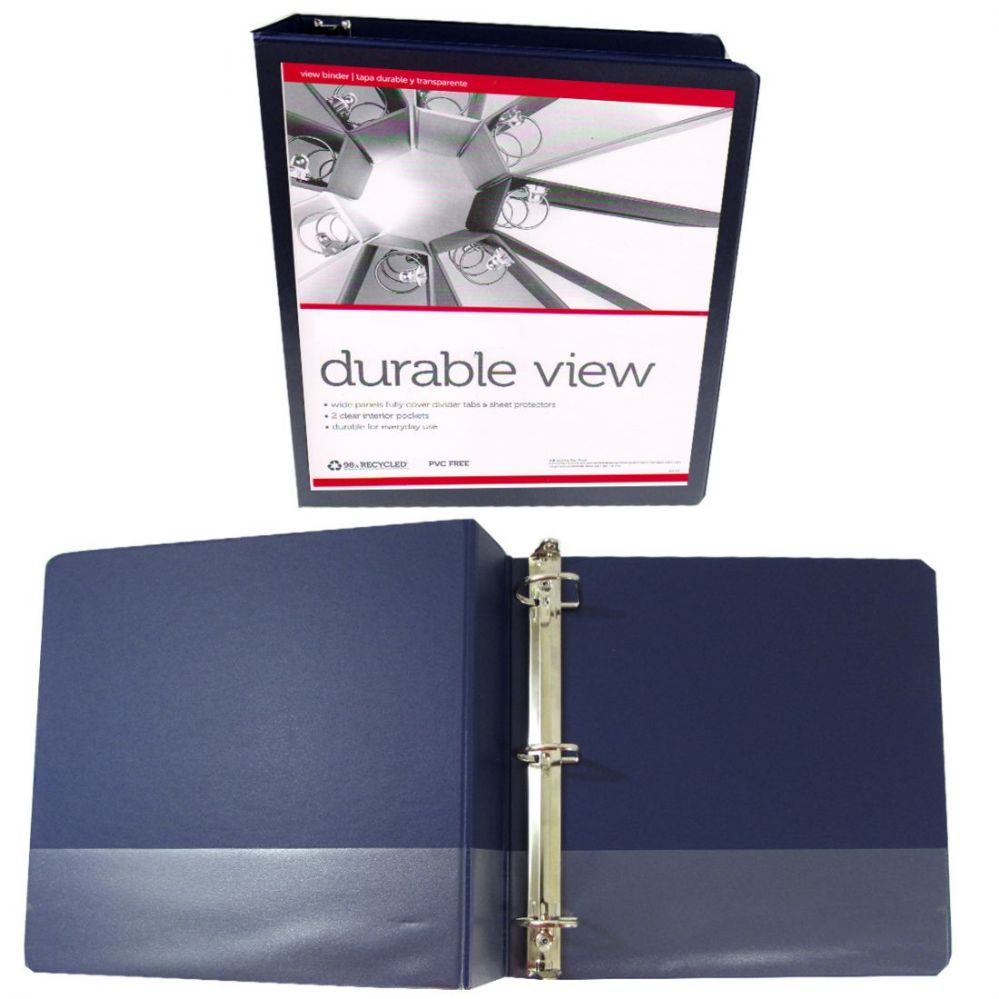12 Pieces of Heavy Duty View Binders With 1 Inch D Rings And Interior Pockets In Blue