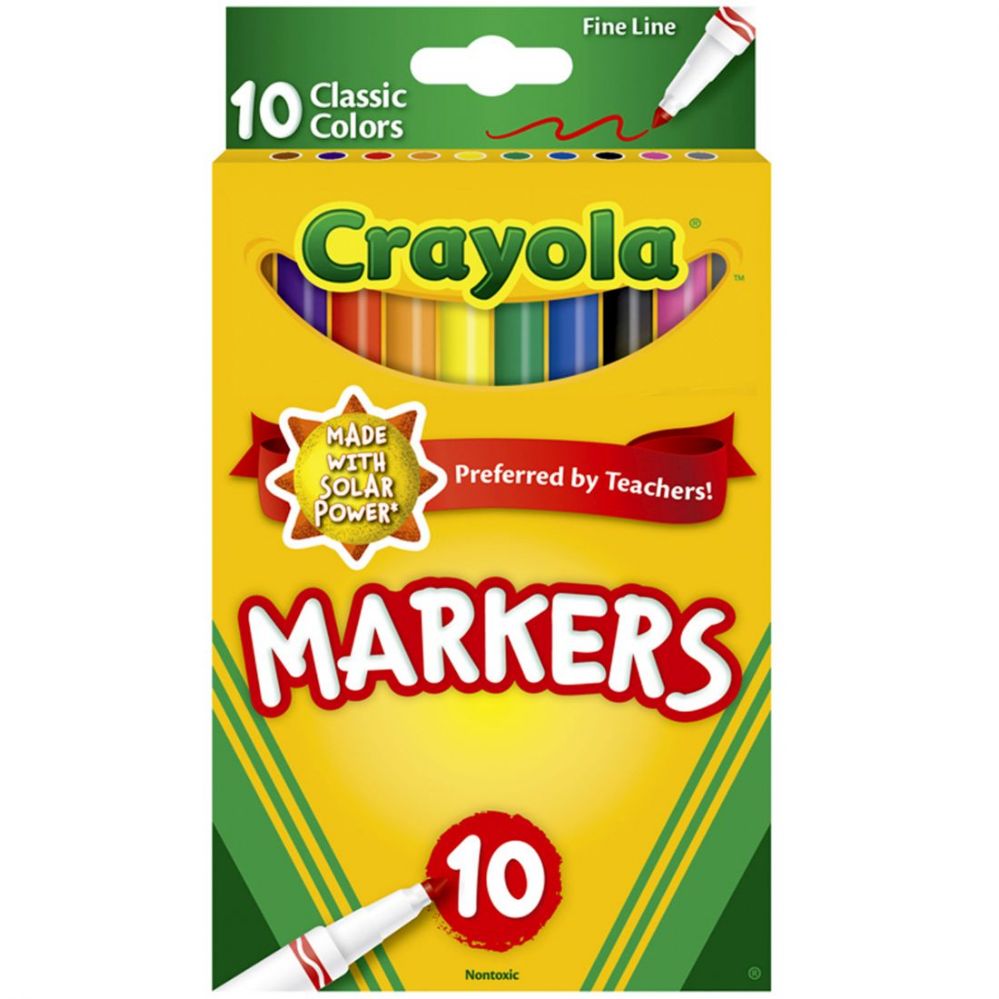 24 Wholesale Crayola Non Toxic Colored Markers With Fine Tip 10 Pack
