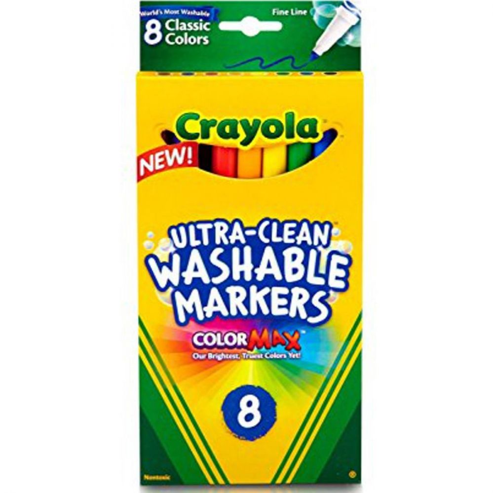 24 Wholesale Crayola Ultra Clean Washable Markers Color Max Assorted Colors 8 Pack