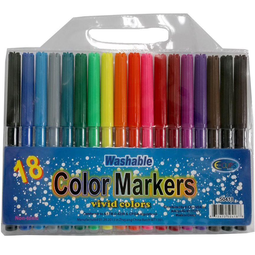 48 Pieces of Washable Non Toxic Watercolor Markers With Fine Tip 18 Pack