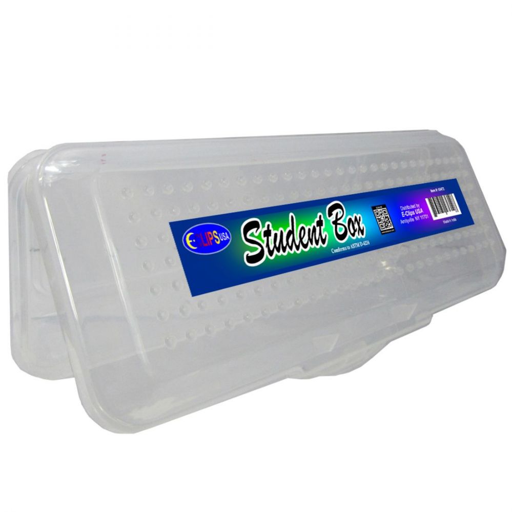 48 Wholesale Clear Plastic Pencil Box With Snap And Close Lid