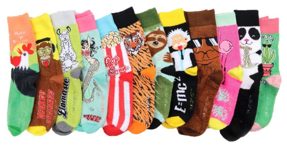 48 Pairs of Children's Two Left Feet Sock Company Printed Novelty Socks Food Print And Graphic Designs