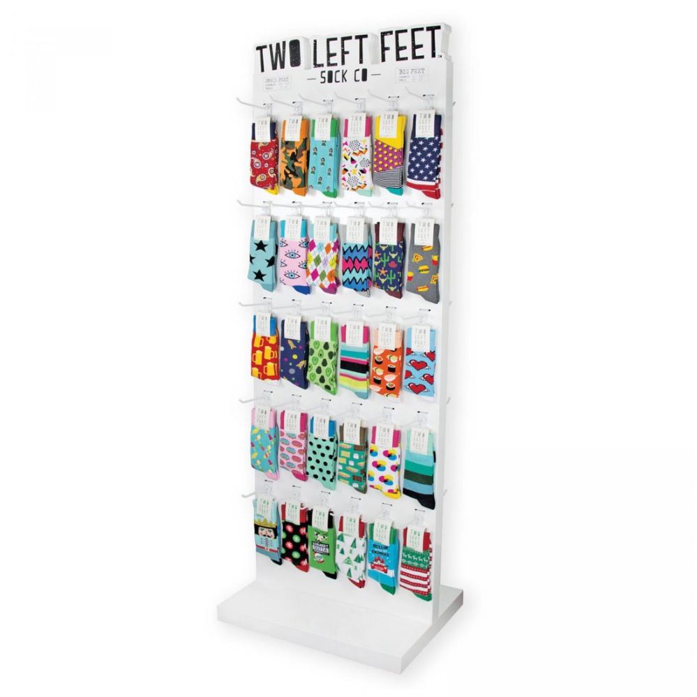 144 Pairs of Two Left Feet Sock Company Printed Adult Novelty Socks With Floor Display