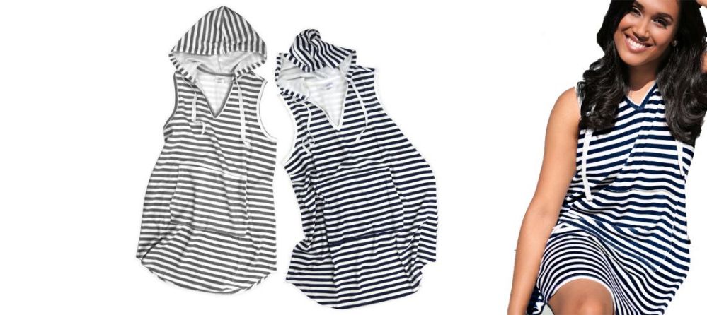 12 Pieces of Jack And Missy Hooded Striped Terry Cover Ups With Cargo Pockets