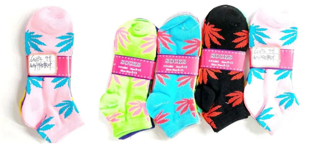 240 Wholesale Women Ankle Socks Print Plant Design Assorted Color Size 9 - 11