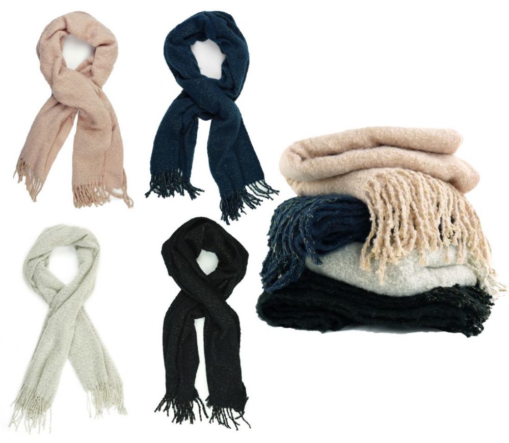 12 Pieces of Britt's Knits Stardust Oversized Marbled Scarves With Fringe Ends