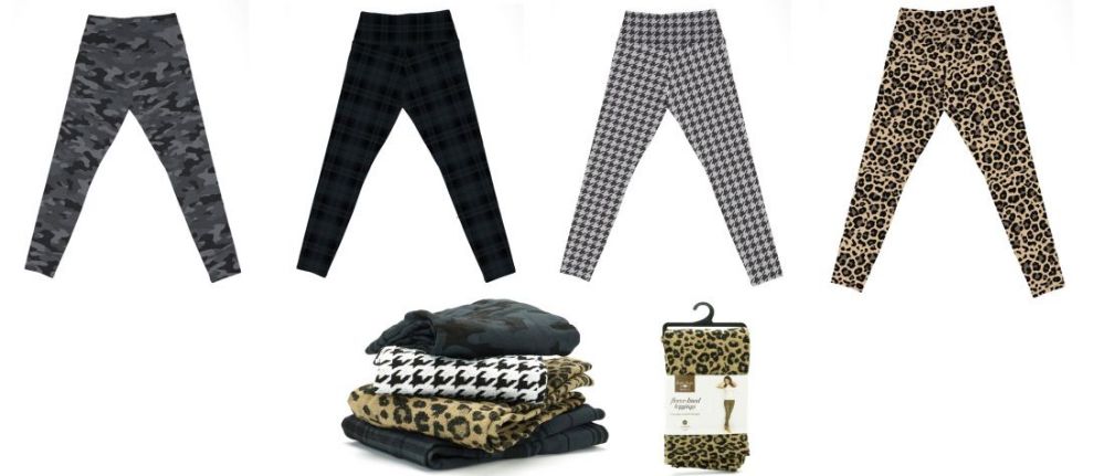 24 Wholesale Britt's Knits Women's Printed Fleece Lined Leggings Camo Houndstooth Cheetah And Plaid Print