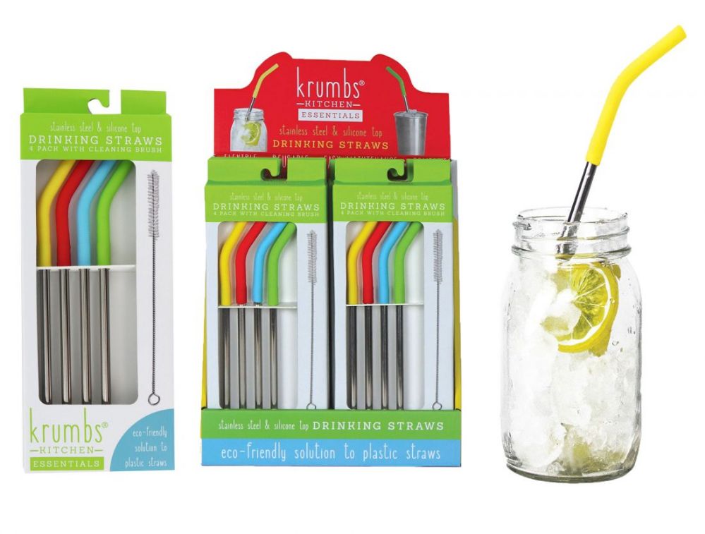 24 Pieces of Kumb's Kitchen Eco Friendly Reusable Drinking Straws With Brush Cleaner 4 Pack