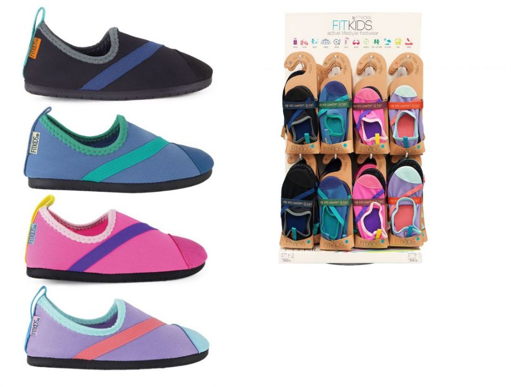 48 Wholesale Childen's Fitkicks Slip On Athletic Shoes With Two Tone Colors And Soft Footbed