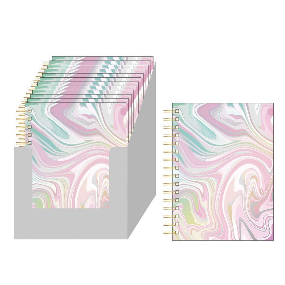 24 Pieces of 160 Sheet Jumbo Marble Swirl Spiral Journals With Two Tone Colors