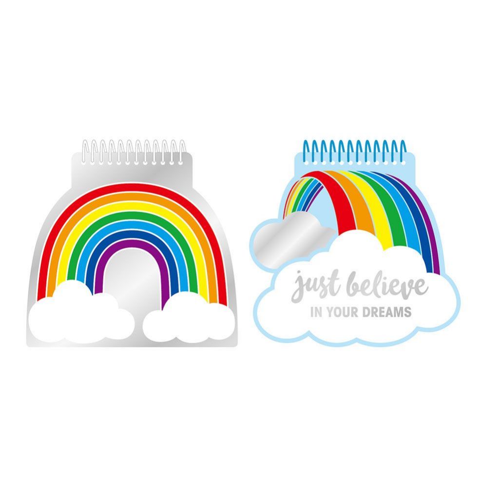 36 Pieces of 80 Sheet Die Cut Rainbow Spiral Memo Notepads With Embroidered Inspirational Messages