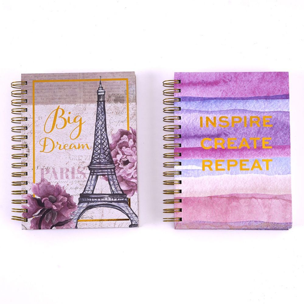 24 Wholesale 160 Sheet Jumbo Spiral Embroidered Journals With Canvas Style And Paris Eiffel Tower Print