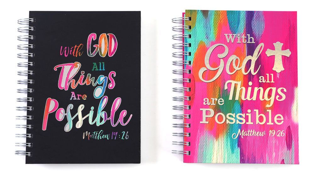 24 Pieces of 160 Sheet Neon Colored Jumbo Spiral Journals With Embroidered Bible Verses