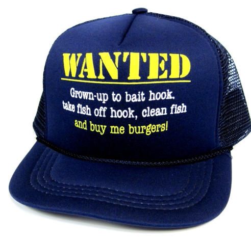 36 Pieces Hats Unisex Wanted Grown -Up To Bait Hook, Take Fish Off