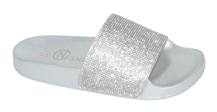 12 Wholesale Slippers For Women In Silver Size 6-10