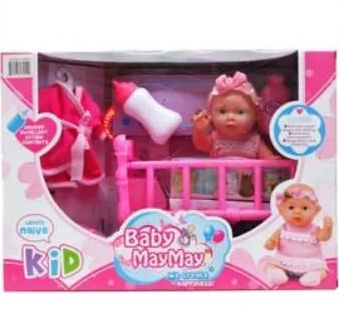 4 Wholesale 10" B/o Baby Doll W/ Sound & Accessories, 2 Assorted