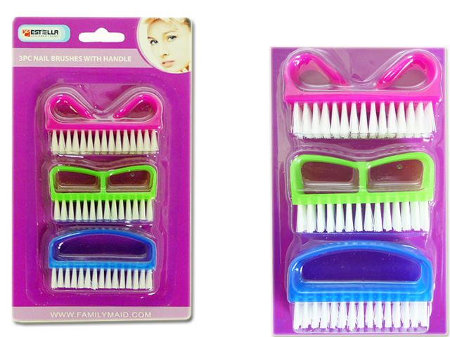 72 Packs of 3pc Nail Brushes With Handle