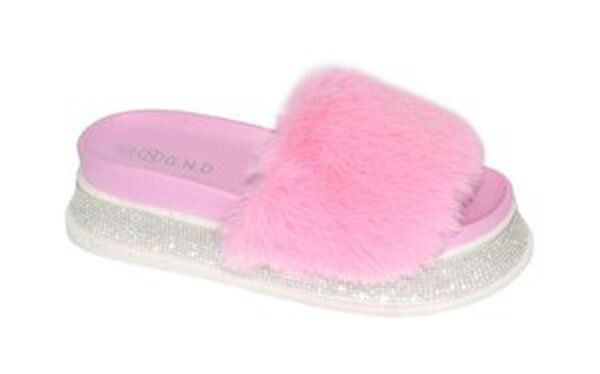 12 Wholesale Womens Sliders Comfy Soft Plush Open Toe Indoor Outdoor Bedroom Pink Size 6-10