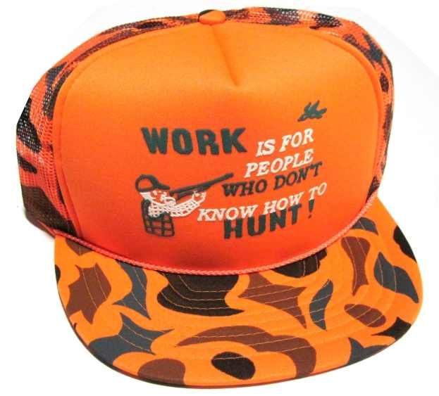 36 Pieces of Adults Printed Mesh Hats, Camouflage Orange, Work Is For People Who Don't Know How To Hunt