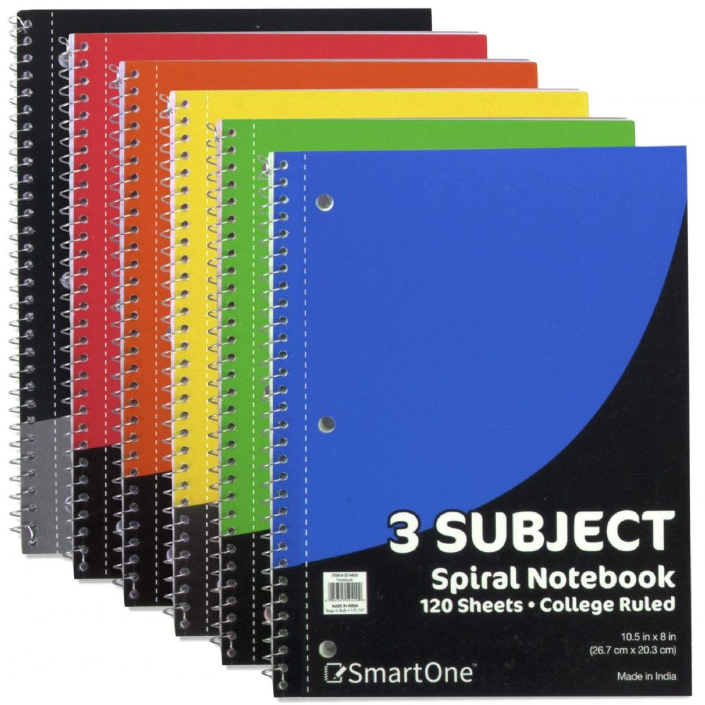 20 Wholesale 3 Subject Notebook - College Ruled -120 Sheets