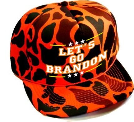 24 Pieces of Adults Hats, Solid Camo Winter Orange Hats Printed With 2 Color "let's Go Brandon"