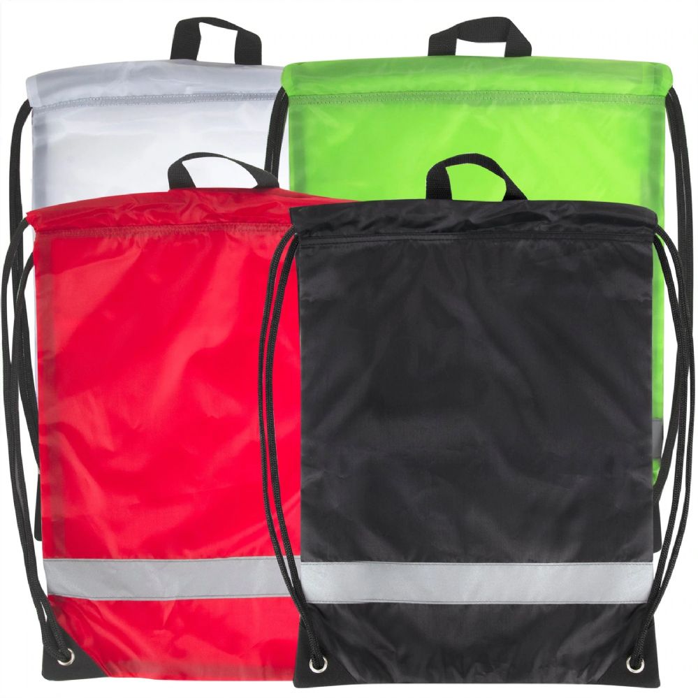100 Wholesale 18 Inch Safety Drawstring Bag With Reflective Strap -4 Colors