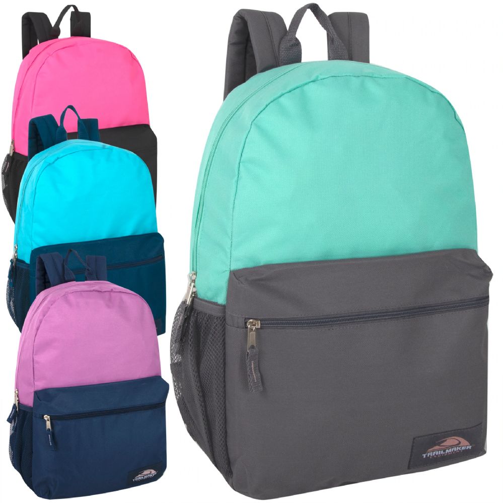 Afname catalogus zuiger 24 Wholesale 18 Inch Trailmaker Two Tone Backpack With Side Mesh Pocket - 4  Girls Color - at - wholesalesockdeals.com