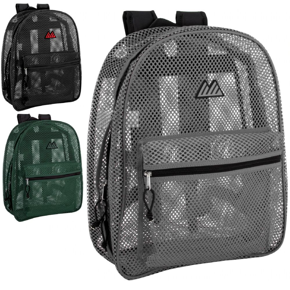 24 Wholesale Premium Quality Mesh 17 Inch Backpack - 3 Colors