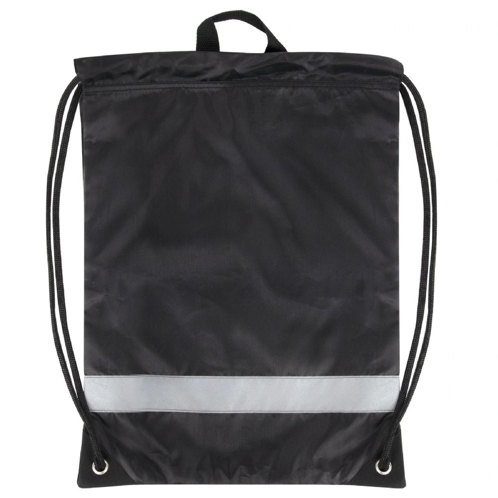 100 Wholesale 18 Inch Safety Drawstring Bag With Reflective Strap - Black