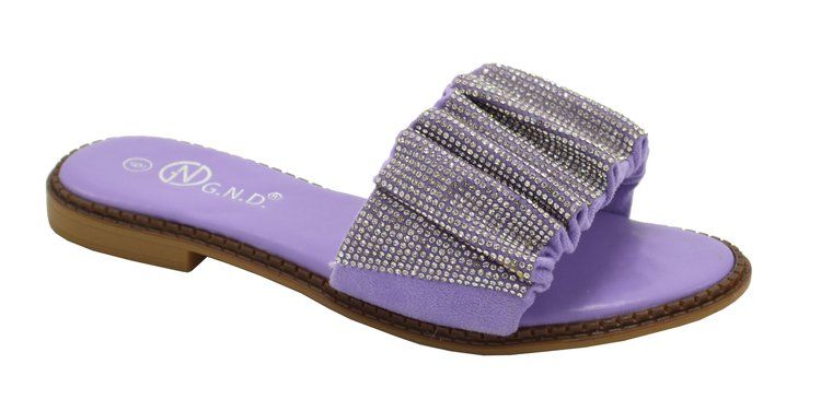 12 Wholesale Flat Sandals For Women In Purple Color Assorted Size