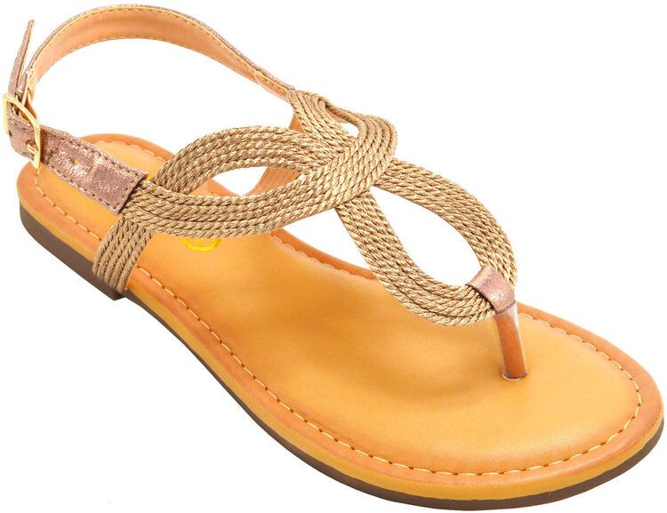 18 Wholesale Flat Sandals For Women With Strap In Champagne Color Size 5-10