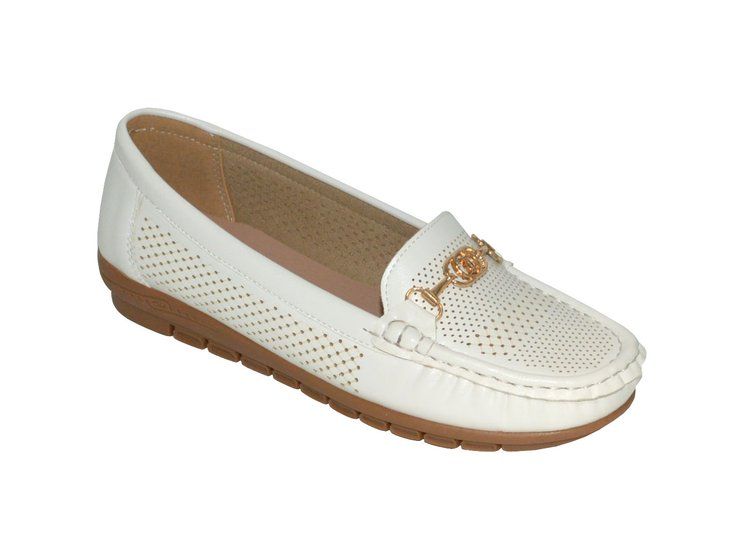 12 Wholesale Women Classic Leather Loafers Casual Slip On Boat Shoes Comfort Walking Moccasins Soft Sole Shoes Color White Size 5-10