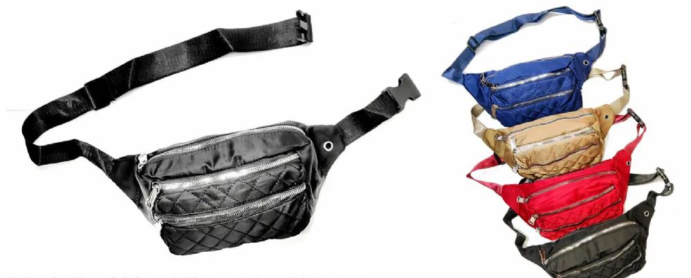 60 Wholesale 3 Pocket Fanny - Pack For Women Men Fashionable Adjustable Strap Waist Pack Bag Outdoor Sport Running Hiking Traveling Assorted Color